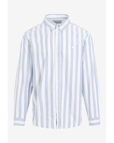 Carhartt Dillion Long-Sleeved Striped Shirt - White