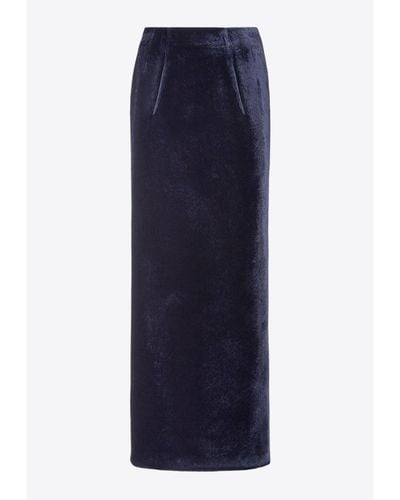 Fendi Maxi Velvet Pencil Skirt - Blue