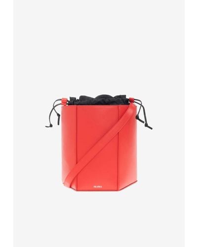 The Attico 11Am Leather Bucket Bag - Red