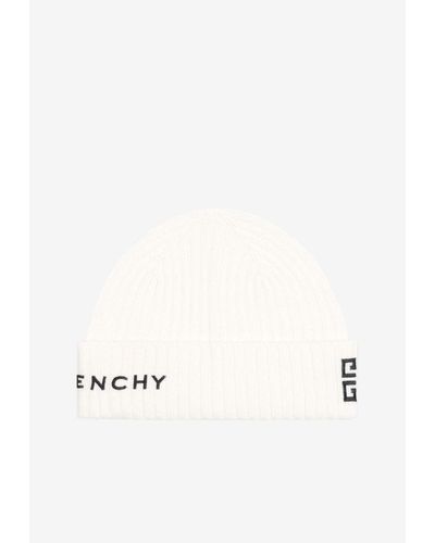 Givenchy Logo-Embroidered Ribbed Beanie - Natural