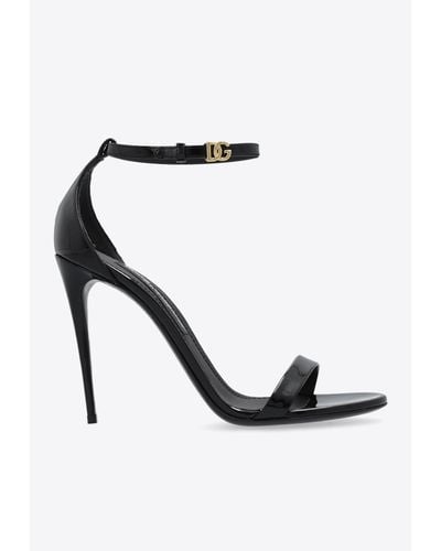 Dolce & Gabbana Keira 105 Patent Leather Sandals - White