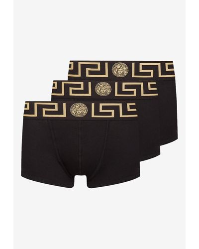 Versace Underpants Tri-pack Trunk Jersey Topeka Bi-stretch Cotton Organic - Black