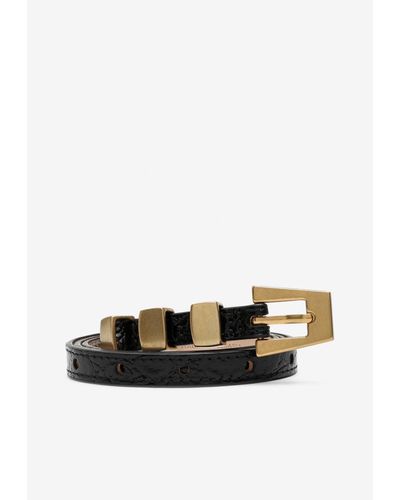 BY FAR Vic Belt In Croc Embossed Leather - White
