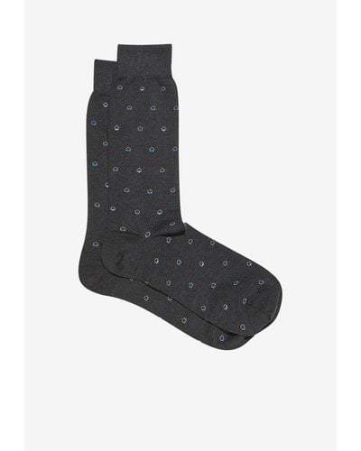 Ferragamo Medium Gancini Jacquard Socks - Black