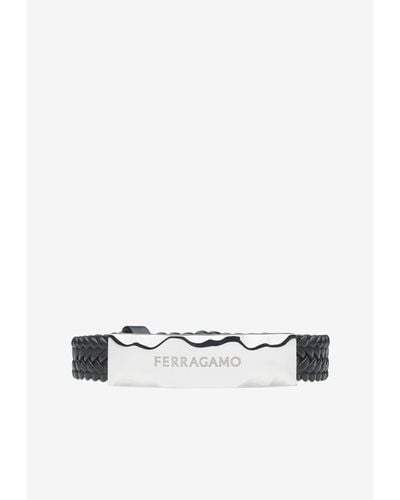 Ferragamo Braided Logo Bracelet - White