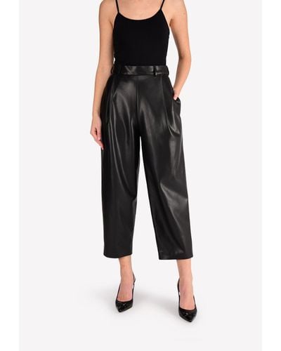 ANOUKI Faux Leather Culottes With Sequined Pocket - Black