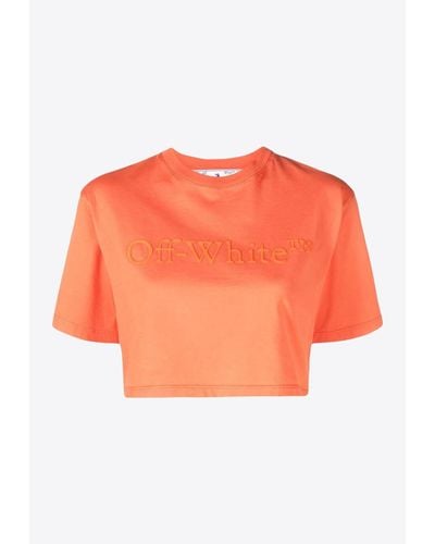 Off-White c/o Virgil Abloh Laundry Cropped T-Shirt - Orange