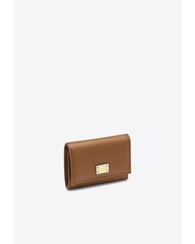 Dolce & Gabbana Logo Tag French-Flap Leather Wallet - White