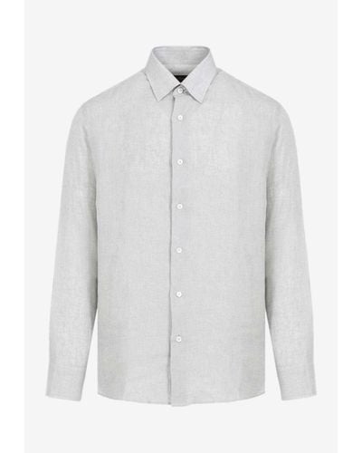 Brioni Long-Sleeved Linen Shirt - White