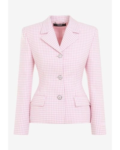Versace Checkered Single-Breasted Blazer - Pink