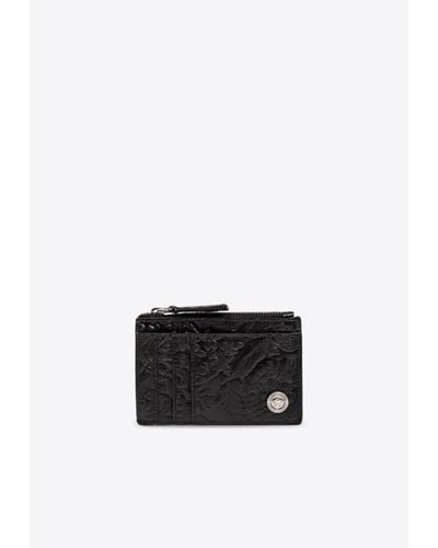 Versace Barocco-Embossed Leather Cardholder - White