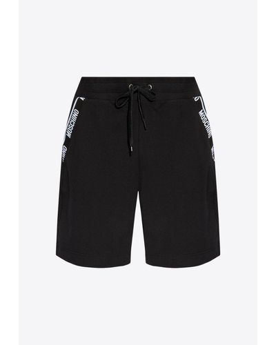 Moschino Logo Embroidered Drawstring Shorts - Black