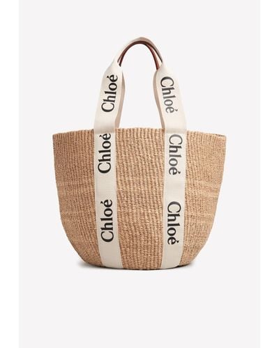 Chloé Large Woody Basket Tote Bag - Natural