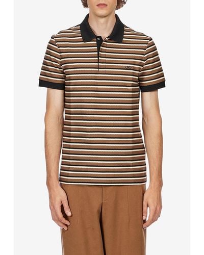 Ferragamo Horizontal Stripe Polo T-Shirt - Brown