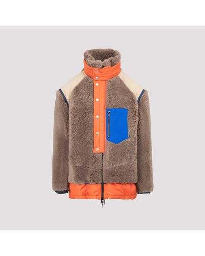 Sacai Faux Shearling Jacket In Wool 1 - Multicolour