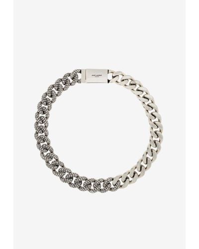 Saint Laurent Embellished Curb-Chain Necklace - Metallic