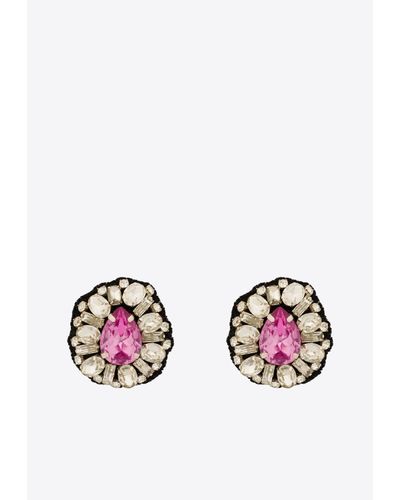 Moschino Crystal Embellished Clip-On Earrings - White