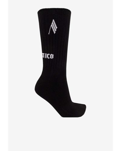 The Attico Intarsia Knit Logo Socks - Black
