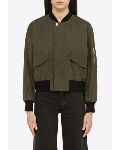 A.P.C. Haley Cropped Bomber Jacket - Green