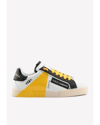 Dolce & Gabbana Portofino Low-top Leather Sneakers - Yellow