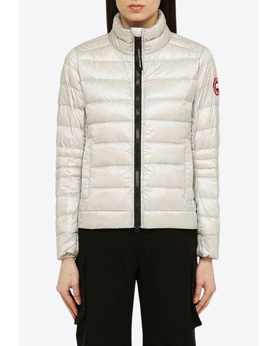 Canada Goose Logo-Patch Quilted Down Jacket - White