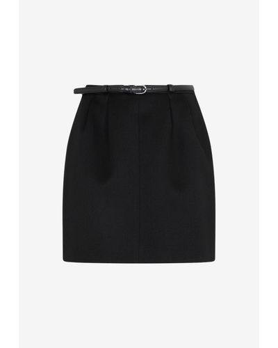 Saint Laurent Twill Belted Mini Skirt - Black