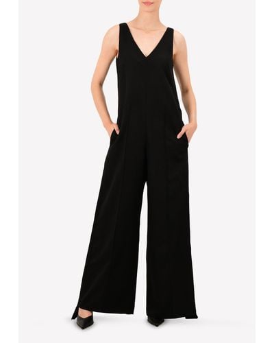 Golden Goose Wide-Leg Gaia Overalls With Side Strip - Black