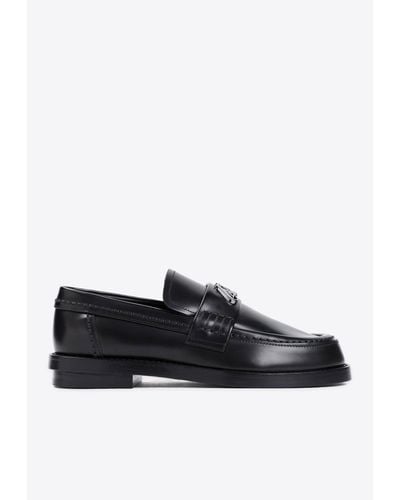 Alexander McQueen Logo-Monogram Plaque Leather Loafers - Black