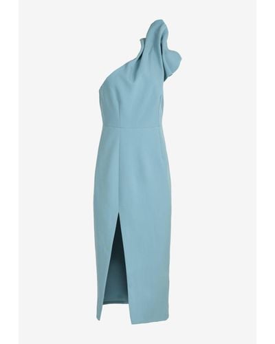 Mossman Expectation Ruffled Midi Dress - Blue
