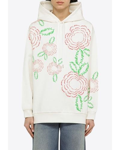 Marni Embroidered Hooded Sweatshirt - Natural