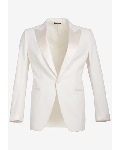 Tom Ford Single-Breasted Corduroy Tuxedo Jacket - White