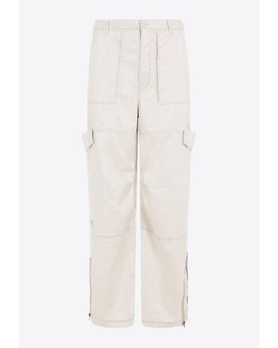 Acne Studios Logo-Patch Vintage-Effect Cargo Trousers - White