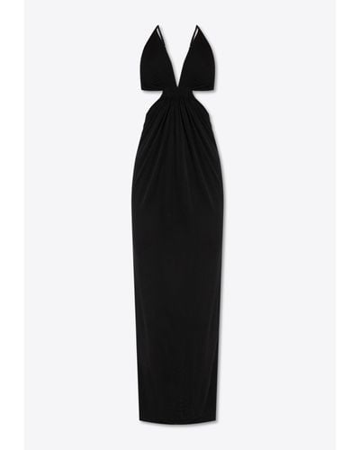 Saint Laurent Cut-Out Crepe Maxi Dress - Black