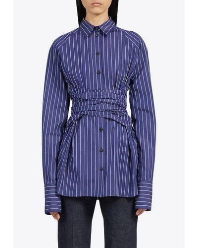 Ferragamo Striped Wrap Shirt - Blue