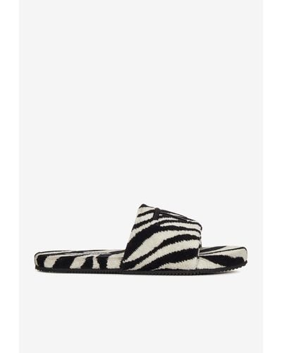 Tom Ford Zebra Print Slippers - White