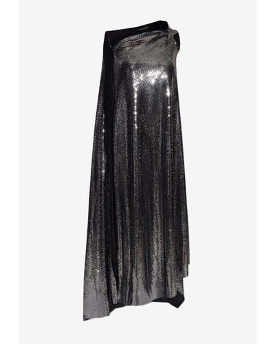 Balenciaga Minimal Draped Metallic-Effect Gown - Black