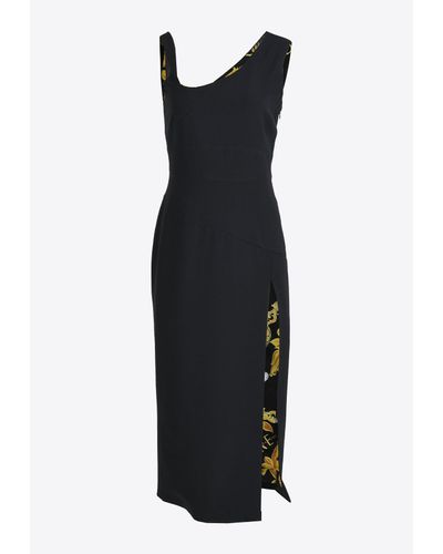 Versace Chain Couture Cady Midi Dress - Black