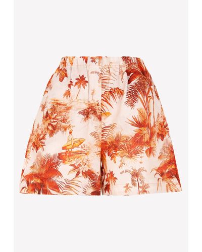 Alanui Ho`okipa Printed Mini Shorts - Orange