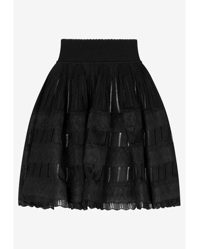Alaïa High-waist Fluid Lace Skirt - Black