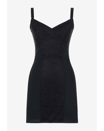 Dolce & Gabbana Mini Lace-Panel Dress - Black