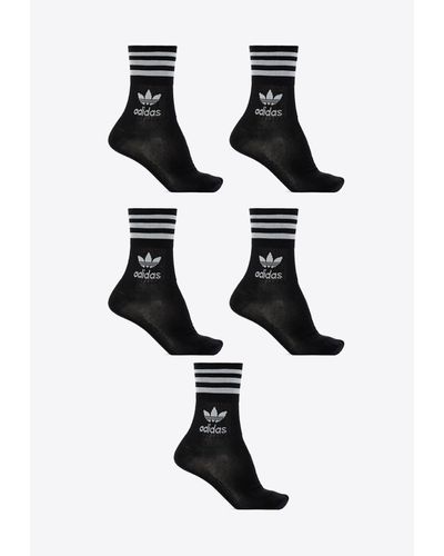 adidas Originals Logo Mid-Cut Crew Socks - Black