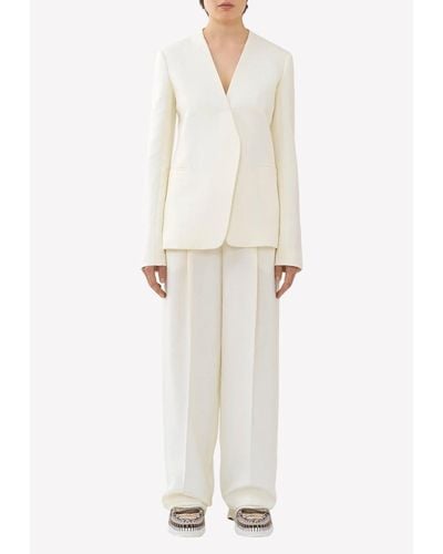 Chloé Collarless Tailored Jacket - White