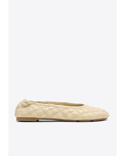 Burberry Sadler Quilted Leather Ballerina Flats - Natural
