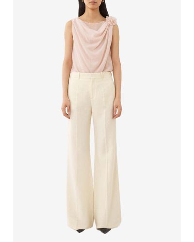 Chloé Low-Waist Flared Trousers - Natural
