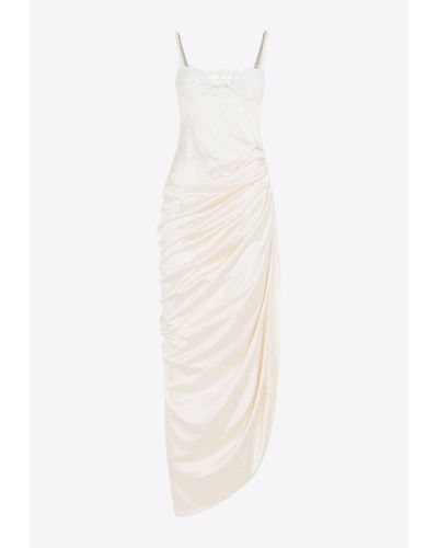 Jacquemus Brodee Asymmetric Lingerie Maxi Dress - White