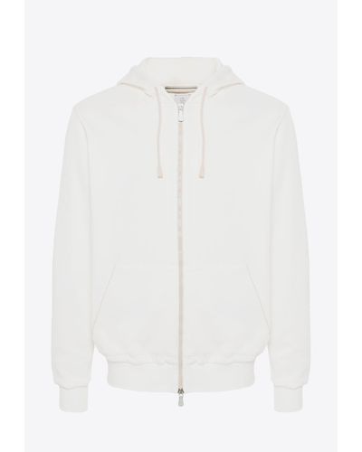 Eleventy Zip-Up Hooded Sweatshirt - White