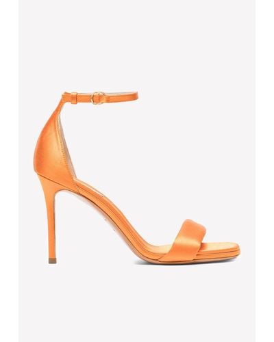 Emilio Pucci 90 Ankle Strap Satin Sandals - Orange