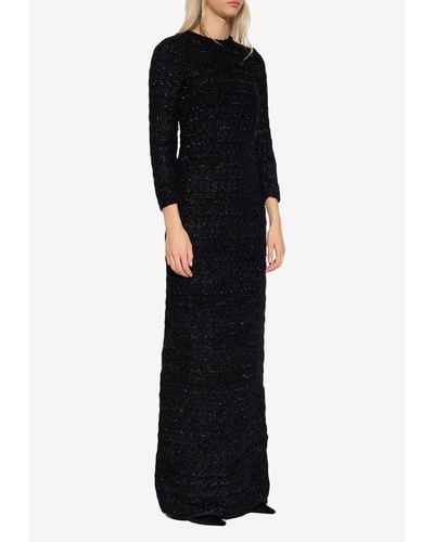 Balenciaga Back-To-Front Tweed Maxi Dress - Black