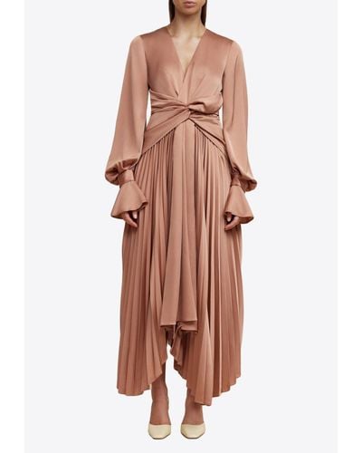 Acler Empire Pleated Maxi Dress - Brown