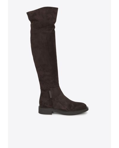 Gianvito Rossi Lexington Over-The-Knee Suede Boots - Black